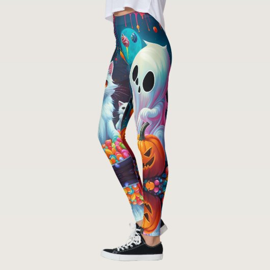 Leggings Ghost Kitten Citrouille Candy Halloween (Gauche)