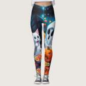 Leggings Ghost Kitten Citrouille Candy Halloween Leggels (Devant)
