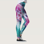 Leggings Giraffe rose et Turquoise Créative Faune Abstraite (Droite)