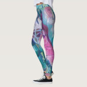 Leggings Giraffe rose et Turquoise Créative Faune Abstraite (Gauche)