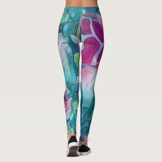 Leggings Giraffe rose et Turquoise Créative Faune Abstraite (Dos)