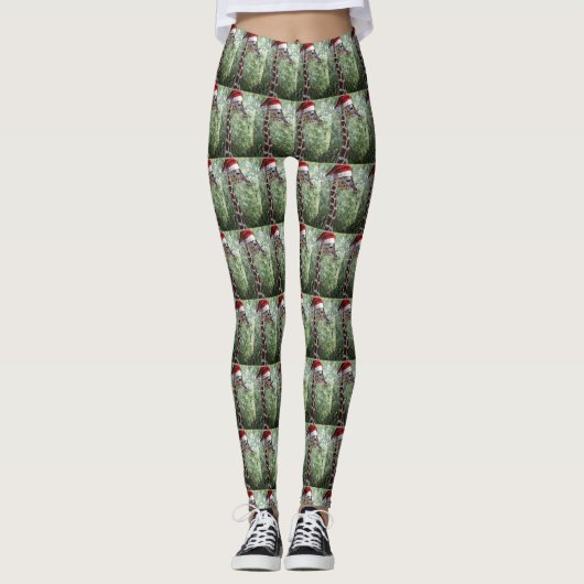 Leggings Giraffes de Noël (Devant)