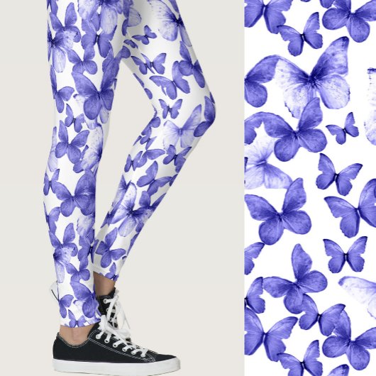 Leggings Girly Blue Butterflies Whimsical Patterned