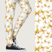 Leggings Girly orange butterfly whimsical patterned