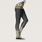 Leggings Girly Pearls Moderne Gold Black Stripes élégant (Droite)