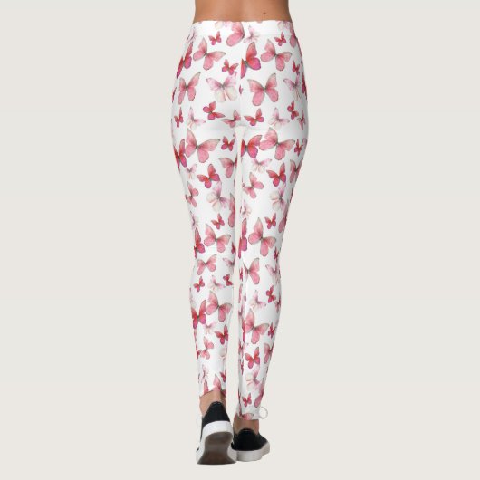 Leggings Girly red butterfly whimsical patterned (Dos)