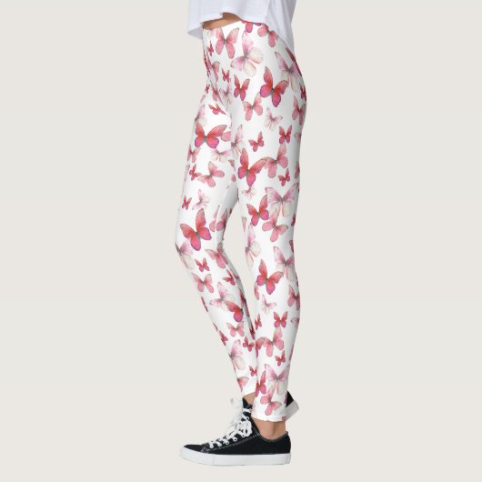 Leggings Girly red butterfly whimsical patterned (Gauche)
