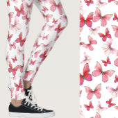 Leggings Girly red butterfly whimsical patterned