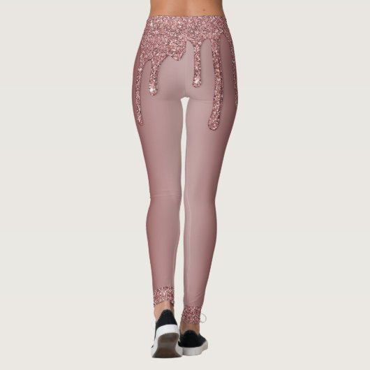 Leggings Girly Rose Gold Sparkle Glitter Drips monogram (Dos)