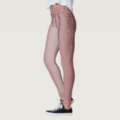 Leggings Girly Rose Gold Sparkle Glitter Drips monogram (Gauche)