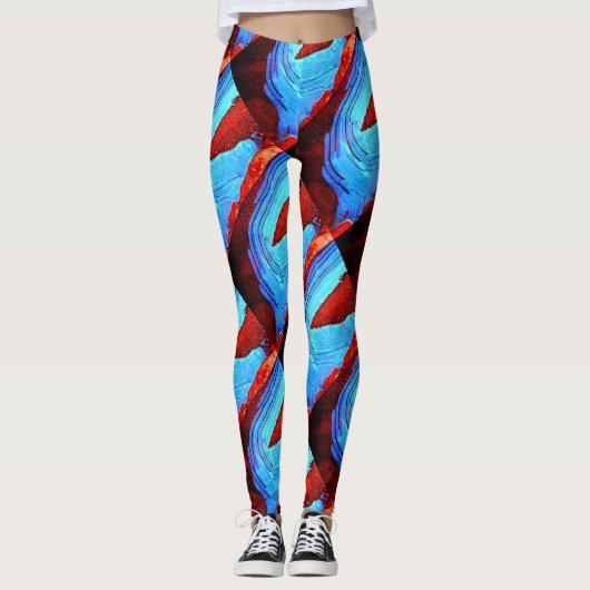 Leggings glace rouge abstraite (Devant)