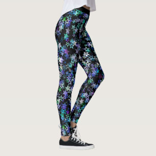 Leggings Glam Cluster of Stars Blue Purple Design tendance