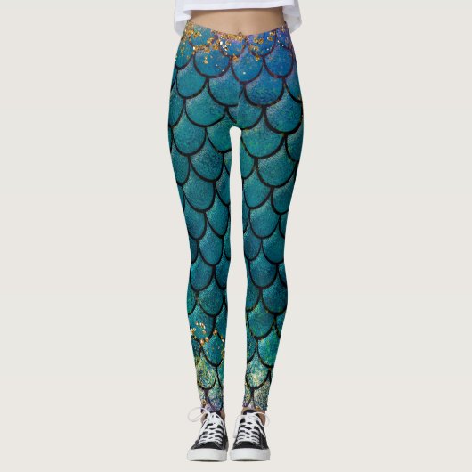 Leggings Glam Mermaid Balances de poisson Turquoise violet (Devant)