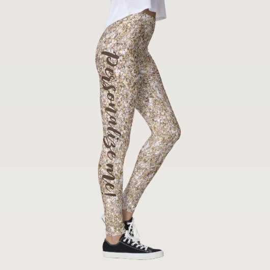Leggings Glam Neutral Gold Mermaid Parties scintillant TEXT (Droite)