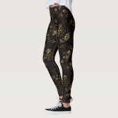 Leggings Glam or feuille motif brun (Gauche)