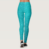 Leggings Glam Parties scintillant bleu turquoise avec plume (Dos)