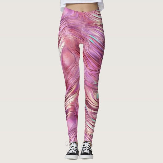 Leggings Glam Rose d'or de perle rose fille (Devant)