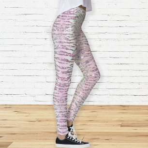 Leggings Glam Strass Rose Diamant Rayures de Tigre
