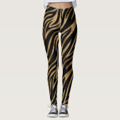 Leggings Glam Zebra Stripes Motif Black Gold ID1151 (Devant)
