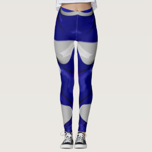 Leggings ~glanzend blauw wit ~ Origineel
