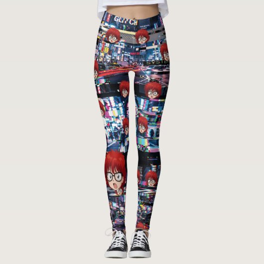 Leggings Glitch Retro Anime  (Devant)
