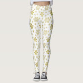 Leggings Glitter Gold Foil Noël Snowflake Motif (Devant)