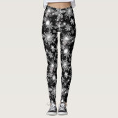 Leggings Glittery argent fêter motif de flocon de neige (Devant)