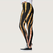 Leggings Glittery Gold et Black Zebra Wild Animal Motif (Gauche)