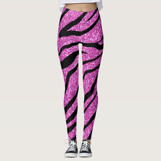 Leggings Glittery rose Zebra Wild Animal Motif (Devant)