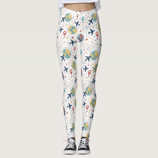 Leggings Global Travel Aviation Pattern (1) (Devant)