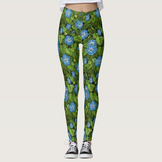 Leggings Gloire du matin en bleu et vert (Devant)
