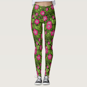 Leggings Gloire du matin en rose et vert