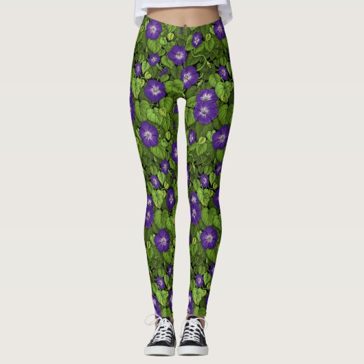 Leggings Gloire du matin en violet et vert (Devant)