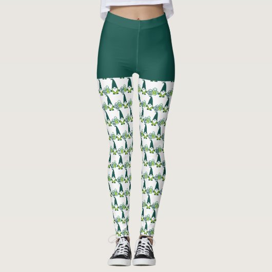 Leggings Gnome de la Saint-Patrick avec chope de bière (Devant)