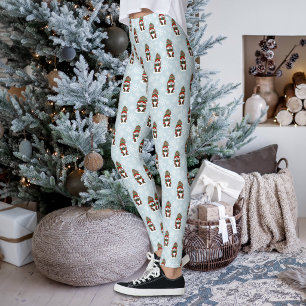 Leggings Gnome de Noël Cosy Rouge Vert Hiver Mignon