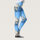 Leggings goélette à voile blanche double bleu (Droite)