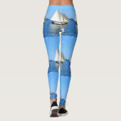 Leggings goélette à voile blanche double bleu (Dos)