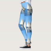 Leggings goélette à voile blanche double bleu (Gauche)