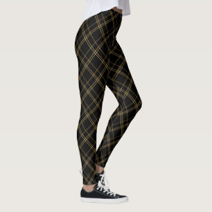 Leggings Gold and Black Elegant Plaid