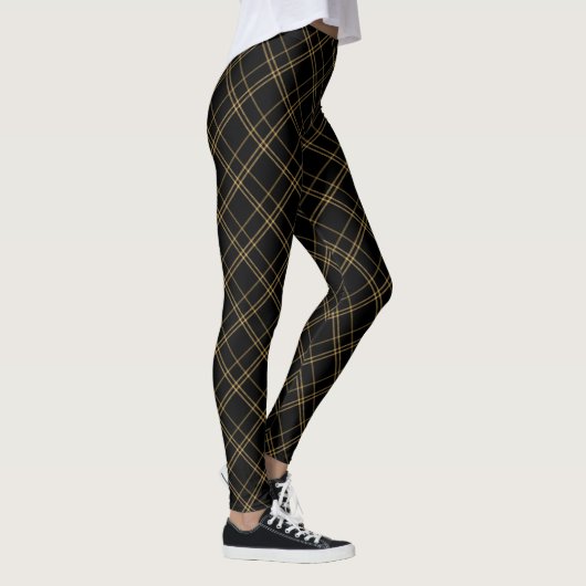 Leggings Gold and Black Elegant Plaid (Droite)