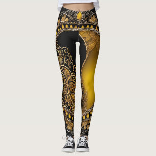 Leggings Gold & Black Shiny Pearl Baby AI art