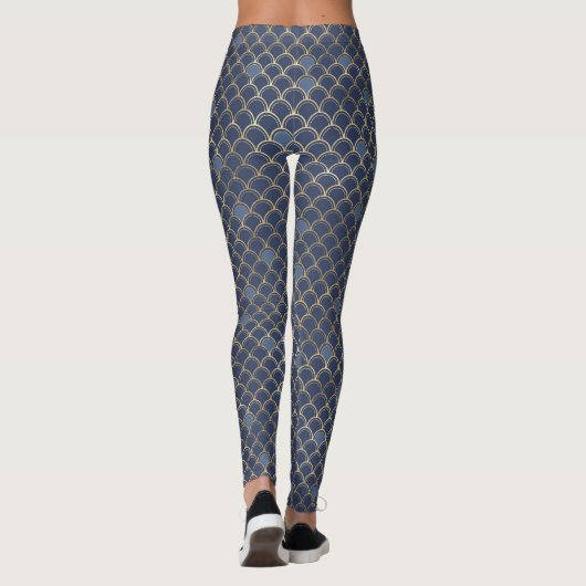Leggings Gold Blue Fish Scale (Dos)