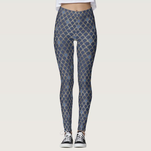 Leggings Gold Blue Fish Scale (Devant)