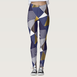 Leggings Gold Blue Luxe : Motif géométrique sans couture
