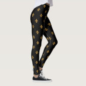 Leggings Gold Fleur De Lis Élégant Modèle Damas Noir (Droite)