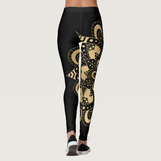 Leggings Gold Mandala Black Boho (Dos)