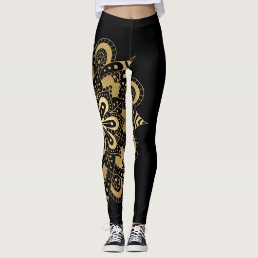Leggings Gold Mandala Black Boho (Devant)