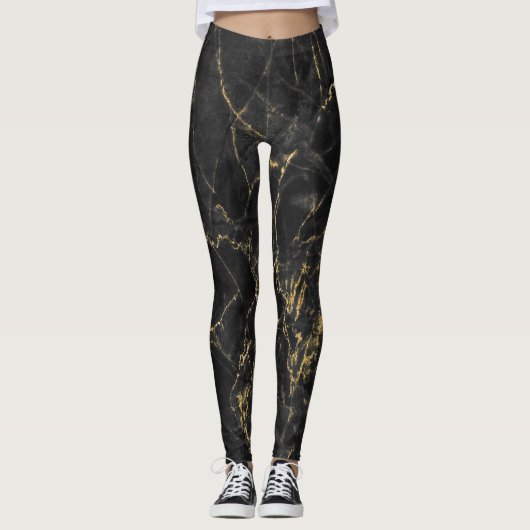 Leggings Gold Marbling Black Arrière - plan Texture (Devant)