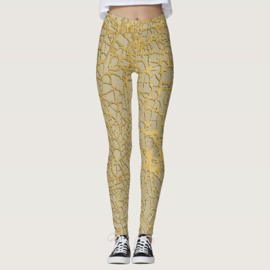 Leggings Gold Marbling : Grunge Texture Design (Devant)