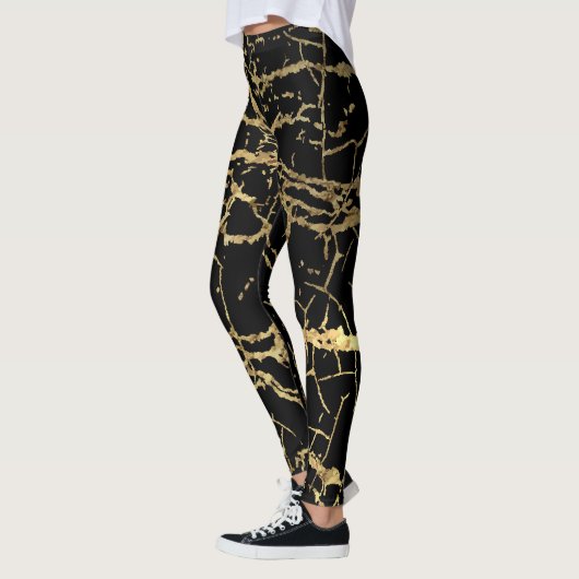 Leggings Gold Marbling Texture : Elément Design Luxe (Gauche)